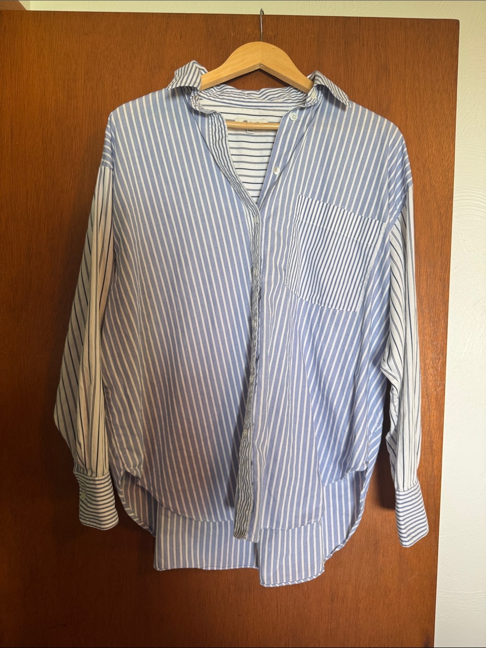 Madewell oversized Light Blue & White Striped Button-Up Shirt